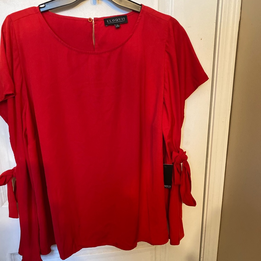 Eloquii Red Cold Shoulder blouse new